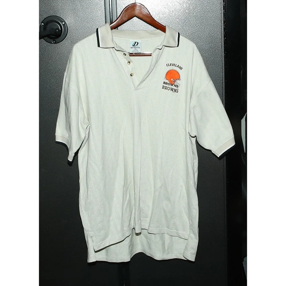 Vintage Dynasty Cleveland Browns Polo Shirt Men's XXL, Light Tan